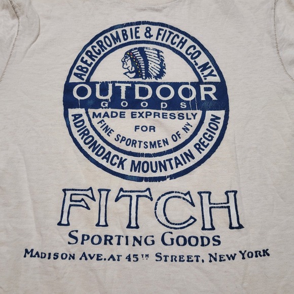 Abercrombie & Fitch Shirt Men Large White Muscle Native Chief Adirondack Outdoor - Picture 3 of 14